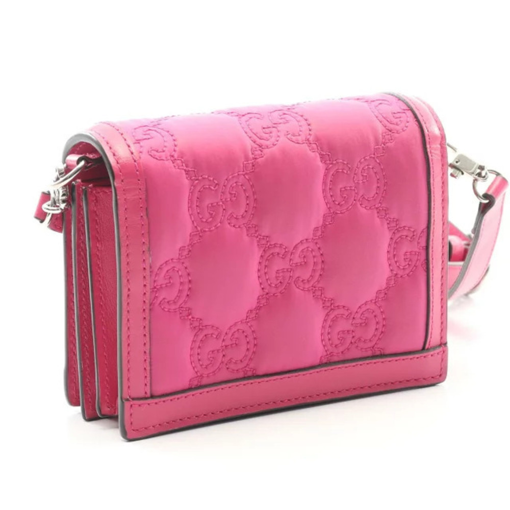 Gucci GG Shoulder Bag Leather Matelasse Pink